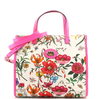 Gucci Convertible Open Tote Flora Canvas Medium