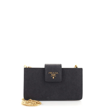 Prada Chain Phone Holder Crossbody Bag Saffiano Leather