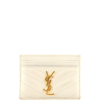 Saint Laurent Classic Monogram Card Holder Matelasse Chevron Leather