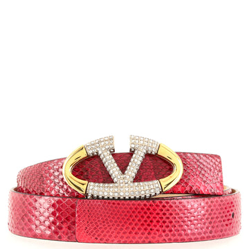 Valentino Garavani VLogo Belt Python Embossed Leather with Crystals Medium