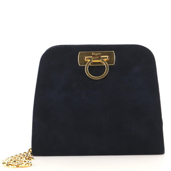 Salvatore Ferragamo Vintage Gancini Chain Shoulder Bag Suede Small