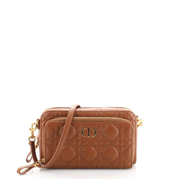 Christian Dior Caro Double Pouch Crossbody Bag Cannage Quilt Calfskin