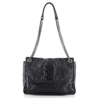 Saint Laurent Niki Chain Flap Bag Matelasse Chevron Leather Medium