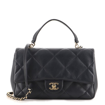 Chanel Classic Single Flap Top Handle Bag Quilted Lambskin Small