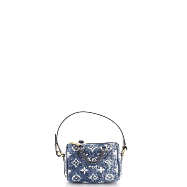 Louis Vuitton, Bags, Louis Vuitton Jacquard Navy Blue Denim Micro Speedy  Bag Charm