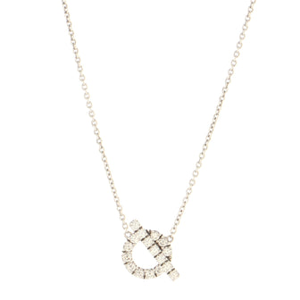 Hermes Finesse Pendant Necklace 18K White Gold and Diamonds