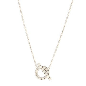 Hermes Finesse Pendant Necklace 18K White Gold and Diamonds