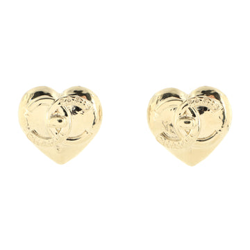 Chanel CC Turnlock Heart Stud Earrings Metal