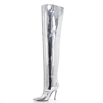 Balenciaga All The Time Over the Knee Boots Metallic Leather