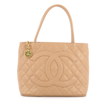 Chanel Medallion Tote Quilted Caviar Brown