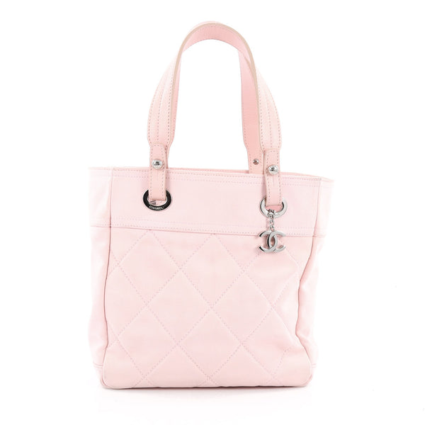 chanel pink canvas bag tote