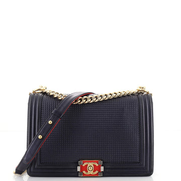 Chanel Boy Flap Bag Cube Embossed Lambskin New Medium