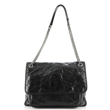 Saint Laurent Niki Chain Flap Bag Matelasse Chevron Leather Large