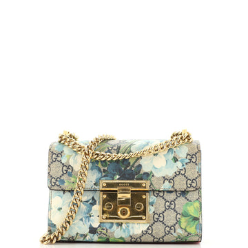 Gucci Padlock Shoulder Bag Blooms Print GG Coated Canvas Small