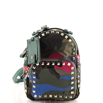 Valentino Garavani Rockstud Backpack Camo Leather and Canvas Mini