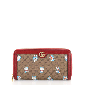 Gucci Doraemon Zip Around Wallet Printed Mini GG Coated Canvas Long