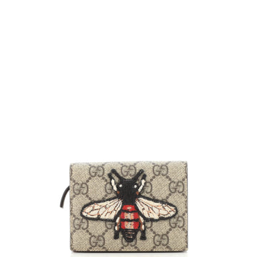 Gucci Flap Card Case GG Coated Canvas with Applique