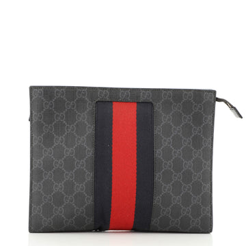 Gucci Web Zip Pouch GG Coated Canvas