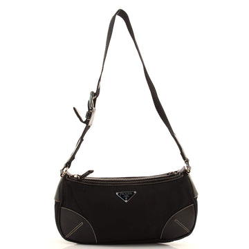 Prada Belted Shoulder Bag Tessuto with Leather Small