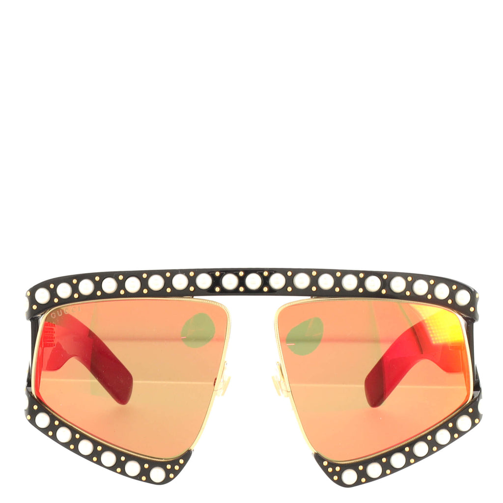 Gucci Hollywood Forever Pearl Mask Oversized Sunglasses  display picture 2