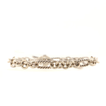 David Yurman Cable Heart Charm Bracelet Sterling Silver with Diamonds