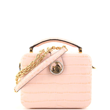 Lanvin Bento Box Top Handle Minaudiere Bag Crocodile Embossed Leather