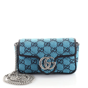 Gucci GG Marmont Flap Bag Diagonal Quilted GG Canvas Super Mini