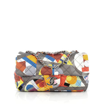 Chanel Classic Single Flap Bag Quilted Printed Nylon Medium Multicolor