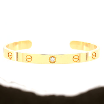 Cartier Love 1 Diamond Cuff Bracelet 18K Yellow Gold with Diamond