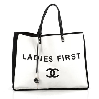 Chanel Ladies First Whistle Tote Canvas Large White