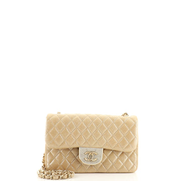 Chanel Pearl CC Crystal Flap Bag Quilted Iridescent Fabric Small