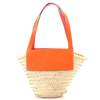 Christian Louboutin Loubishore Tote Straw with Leather Small