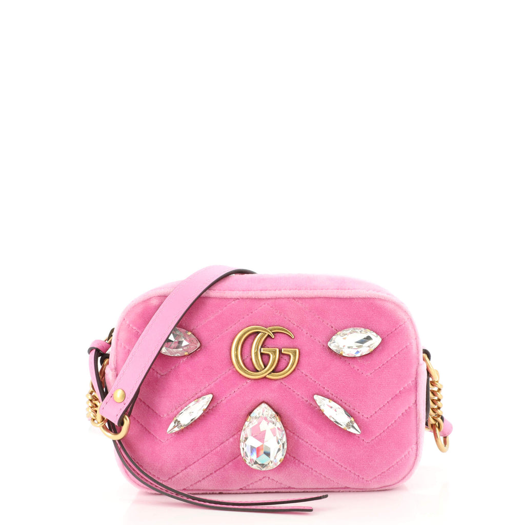 Gucci Pink GG Marmont Small Velvet Shoulder Bag Gucci