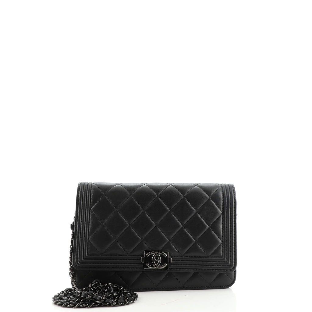 Chanel So Black Boy Wallet on Chain Quilted Calfskin Black 17988428
