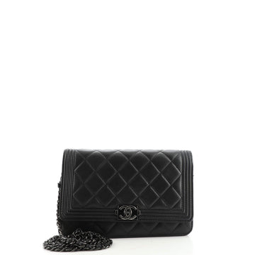 Chanel So Black Boy Wallet on Chain Quilted Calfskin