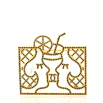 Chanel Square Mademoiselle Brooch Metal with Crystals