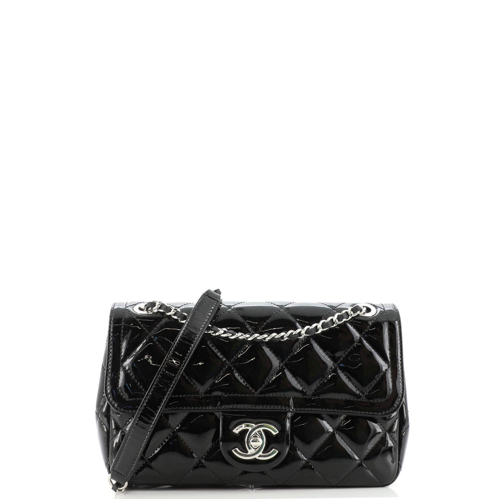Chanel Coco Shine Flap Bag Quilted Patent Small Black 1798845