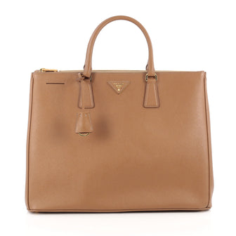 Prada Double Zip Lux Tote Saffiano Leather Large Brown 1799001