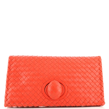 Bottega Veneta Fold Over Turnlock Clutch Intrecciato Nappa