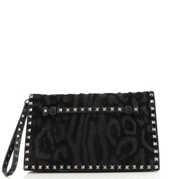 Valentino Garavani Rockstud Flap Clutch Calf Hair