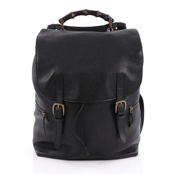 Gucci Bamboo Side Zip Backpack Leather Black 1799201