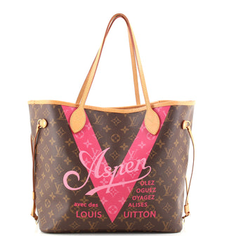 Louis Vuitton Neverfull MM Monogram Limited Edition Pink Cities V