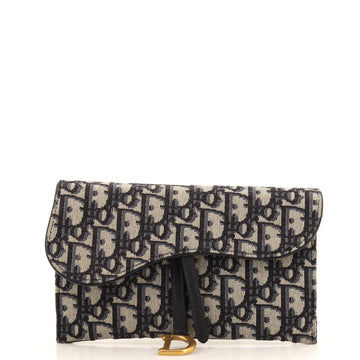 Christian Dior Saddle Chain Wallet Oblique Canvas