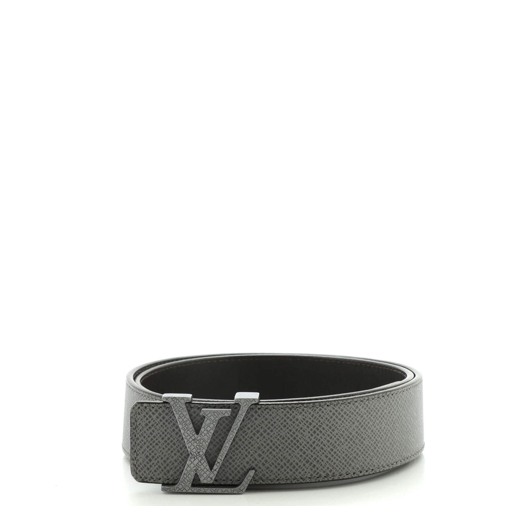 Louis Vuitton LV Initiales Reversible Belt Taiga Leather Wide Gray