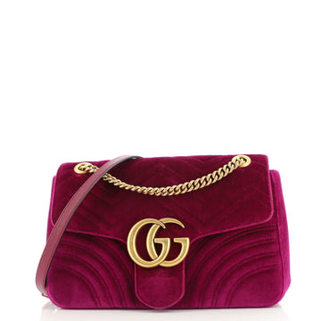 Gucci GG Marmont Flap Bag Matelasse Velvet Medium