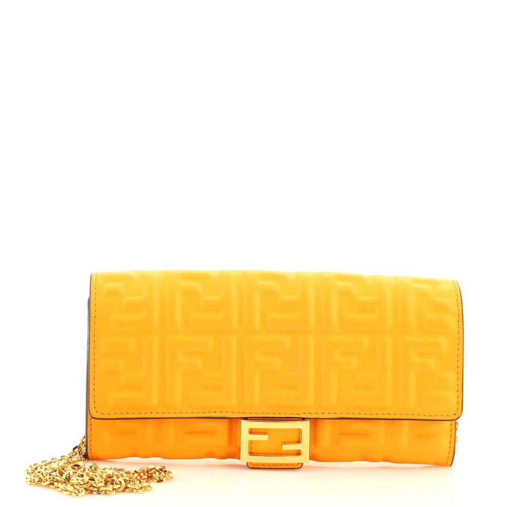 Fendi Orange Zucchino Patent Leather Mia Flap Continental Wallet