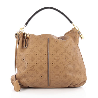 Louis Vuitton Selene Handbag Mahina Leather PM Brown