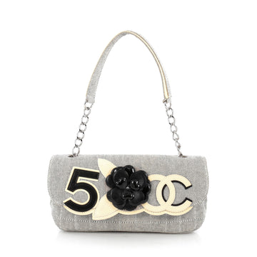 Chanel Camellia No.5 Flap Bag Canvas White