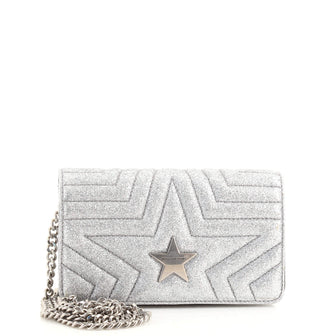 Stella McCartney Star Flap Crossbody Bag Quilted Glitter Mini