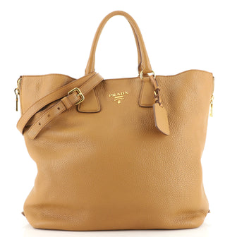 Prada Side Zip Convertible Tote Vitello Daino Large